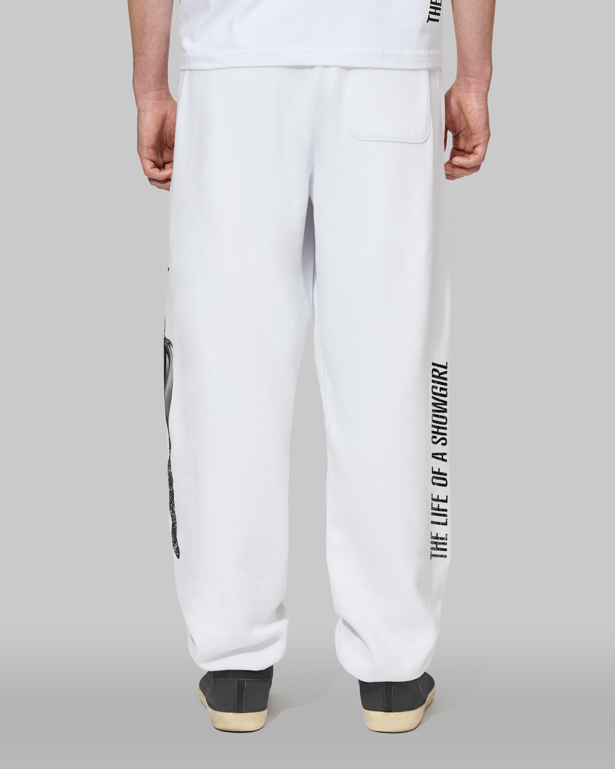 The Life of a Showgirl Shiny Bug White Sweatpants