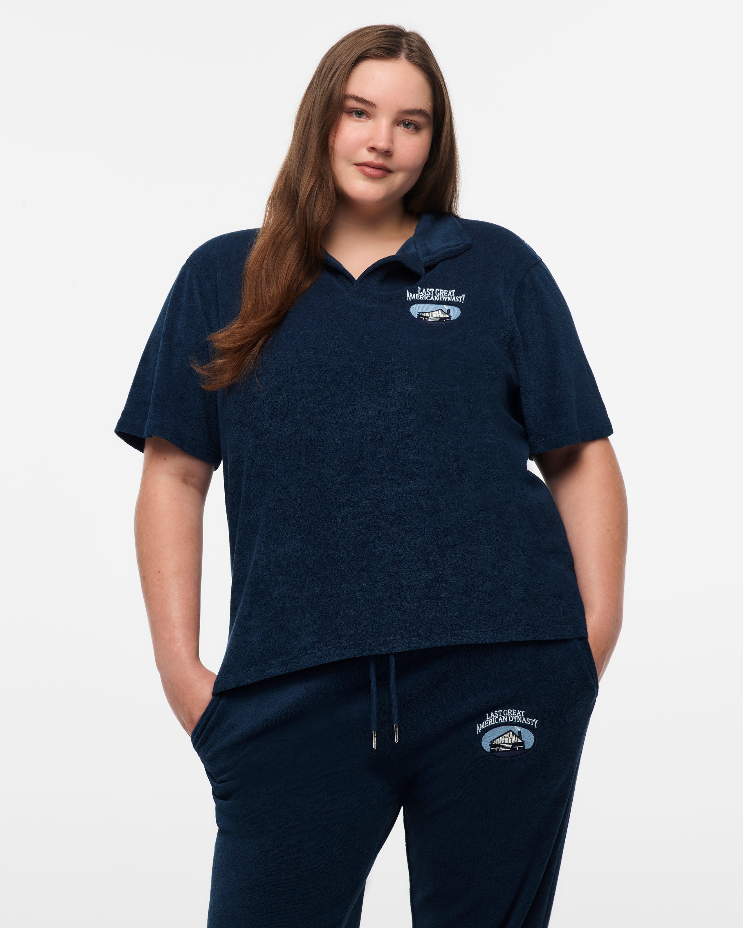 LAST GREAT AMERICAN DYNASTY TERRY CLOTH POLO