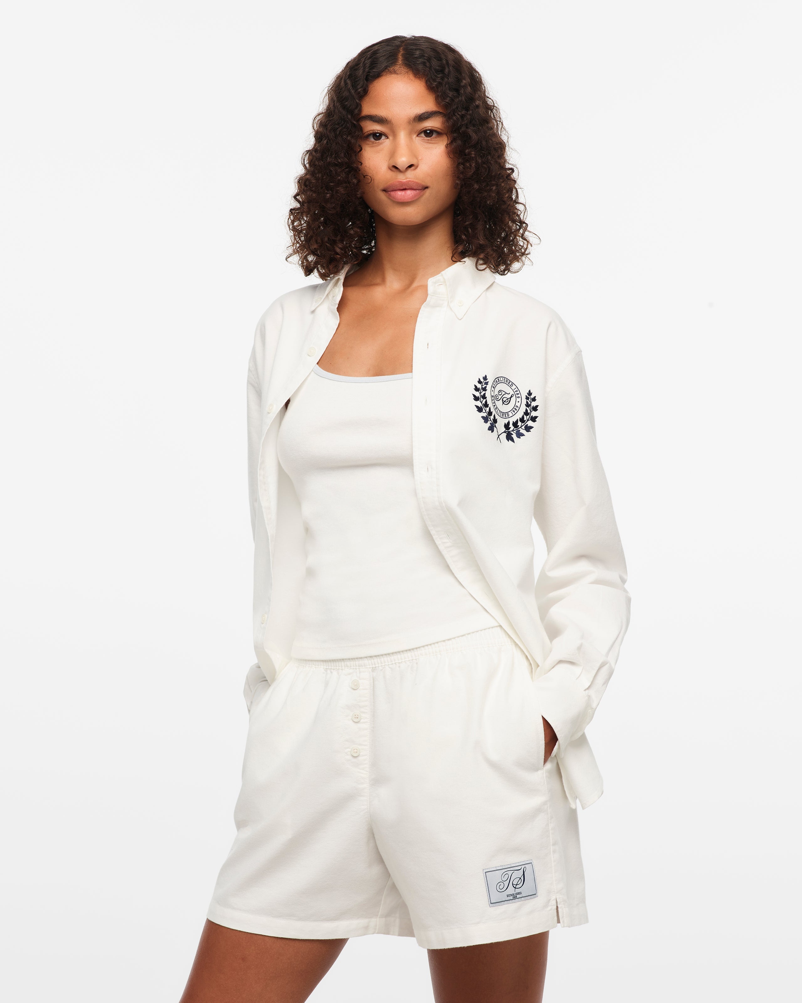 TS CREST WHITE OXFORD SHIRT