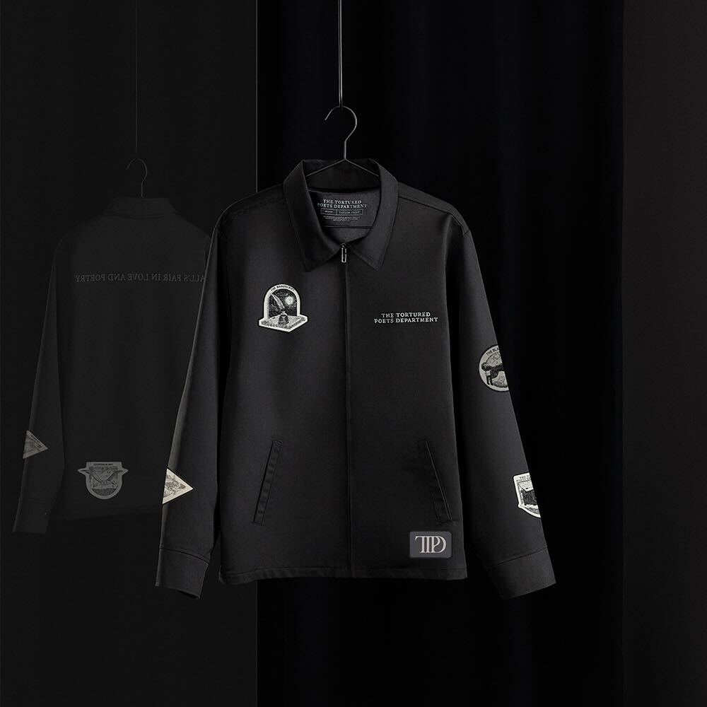 The Tortured Poets Department Black Jacket & 2 Patch Set Bundle