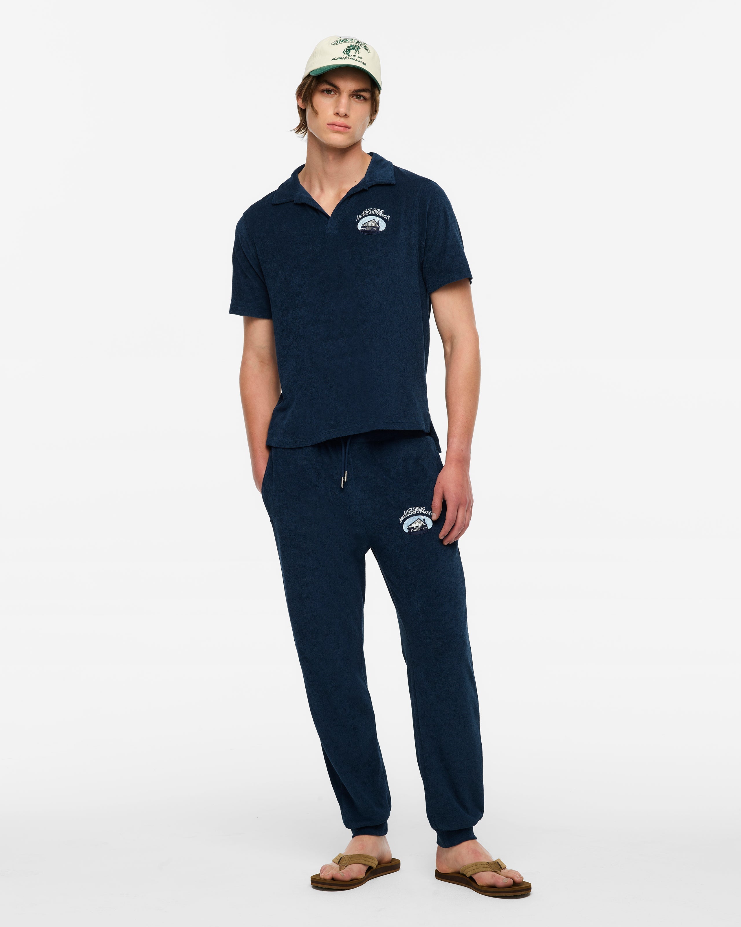 LAST GREAT AMERICAN DYNASTY TERRY CLOTH POLO